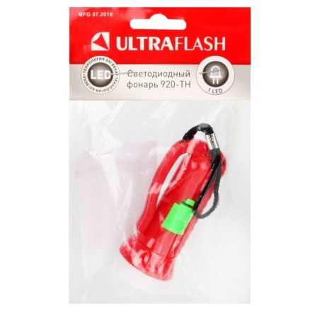 Фонарь 920-TH (1LED линза 1 режим 3хAG10 в компл. блист-пакет красн.) Ultraflash 12858