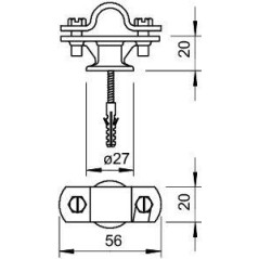 Держатель для стержня Rd16 с винтом и дюбелем 113 B-Z-HD OBO 5412803