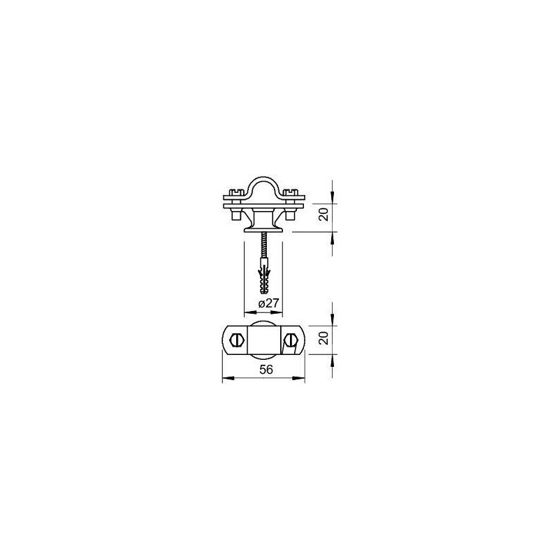 Держатель для стержня Rd16 с винтом и дюбелем 113 B-Z-HD OBO 5412803