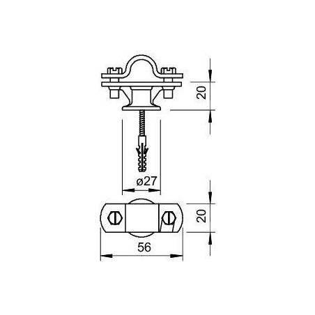 Держатель для стержня Rd16 с винтом и дюбелем 113 B-Z-HD OBO 5412803