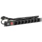 Блок розеток 8 мест PDU (немец. станд.) PH12-8D1-P 19дюймов DIN49440 с LED выкл. ПВХ 1U шнур 2м ITK