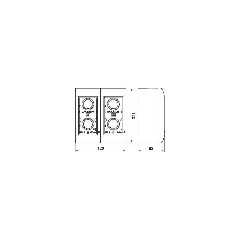 Коробка монтажная ОП 2мод. Modalnet WG-AK RW для монтажа 4 ЭУИ Modul 45 45х45мм бел. OBO 6109900