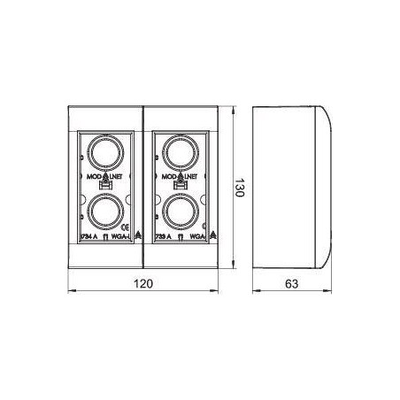 Коробка монтажная ОП 2мод. Modalnet WG-AK RW для монтажа 4 ЭУИ Modul 45 45х45мм бел. OBO 6109900