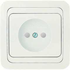 Розетка 1-м СП Mimoza 10А IP20 без заземл. защ. шторки бел./бел. Makel 12052