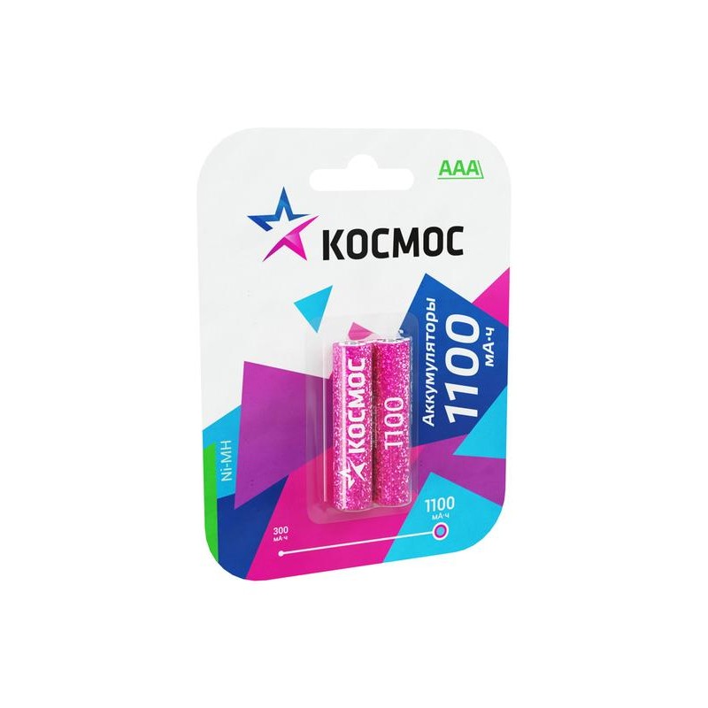 Аккумулятор AAA/R03 1100мА.ч Ni-MH (блист.2шт) КОСМОС KOCR03NIMH(1100MAH)