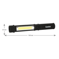 Фонарь-ручка LED51521 COB LED + 1Вт LED 3хLR03 магнит клипса пластик. черн. (блист.) Camelion 13361