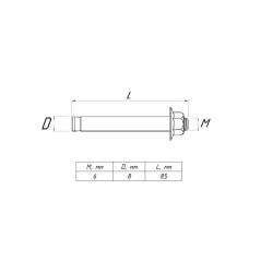Болт анкерный с гайкой М6/8х85 EKF abgm8x85