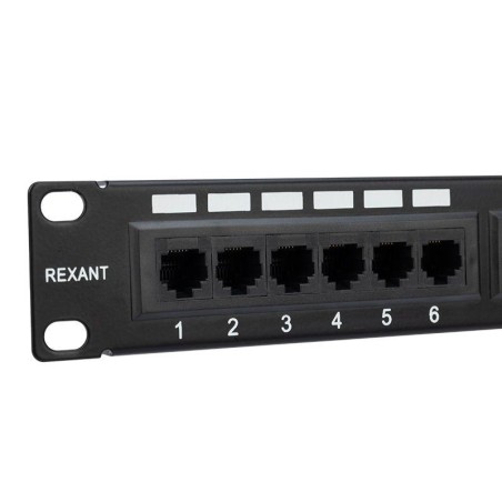 Патч-панель 19дюйм кат.5E 24 порта RJ45 черн. Rexant 04-0021