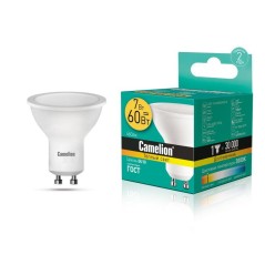 Лампа светодиодная LED7 GU10/830/GU10 7Вт 3000К тепл. бел. GU10 460лм 220-240В Camelion 11654