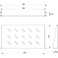 Полка консольная перфорированная SH-J017-1U-315-BK 19дюйм 1U Г-315мм RAL 9004 черн. Cabeus 8626c