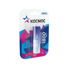 Аккумулятор Li-ion 18650 1800мА.ч без защиты (блист.1шт) КОСМОС KOC18650Li-ion18UBL1