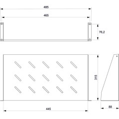 Полка консольная перфорированная 19дюйм 2U Г-315мм SH-J017-2U-315-BK черн. Cabeus 8627c