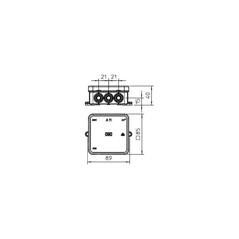 Коробка распределительная 85х85х40мм IP55 A11 12 кабельн. вводов свет. сер. OBO 2000342