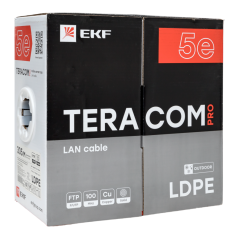 Кабель витая пара F/UTP кат.5E 4 пары 24 AWG solid внешн. LDPE черн. TERACOM PRO PRO EKF TRP-5EFTP-04PE-BK-OUT3