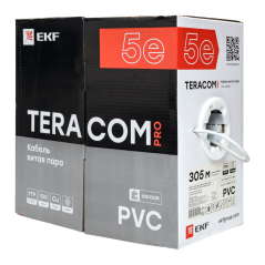 Кабель витая пара F/UTP кат.5E 4 пары 24 AWG solid PVC сер. TERACOM PRO EKF TRP-5EFTP-04PVC-GY-IN3