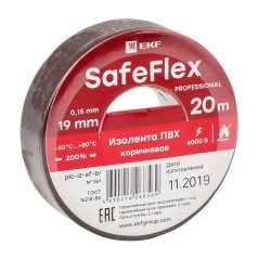 Изолента ПВХ 19мм (рул.20м) кор. SafeFlex EKF plc-iz-sf-br