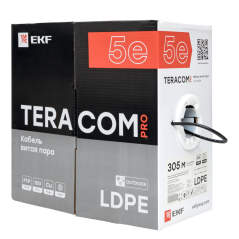 Кабель витая пара F/UTP кат.5E 4 пары 24 AWG solid внешн. LDPE черн. TERACOM PRO PRO EKF TRP-5EFTP-04PE-BK-OUT3