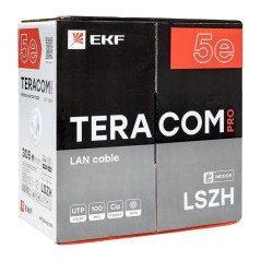 Кабель витая пара U/UTP кат.5E 4 пары 24 AWG solid LSZH нг(А)-HF сер. TERACOM PRO EKF TRP-5EUTP-04LSH-GY-IN3