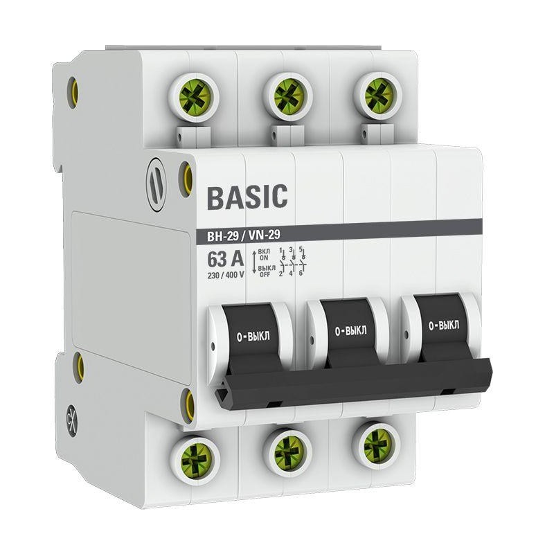 Выключатель нагрузки 3п 63А ВН-29 Basic EKF SL29-3-63-bas