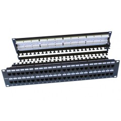 Патч-панель PP3-19-48-8P8C-C6-110D 19дюйм 2U 48 портов RJ45 кат.6 Dual IDC ROHS черн. (задн. каб. организат. в компл.) Hyperline