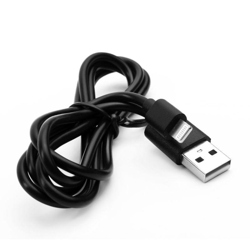 Кабель USB-Lightning 2А 1м зарядка + передача данных черн. (пакет) ERGOLUX 15092