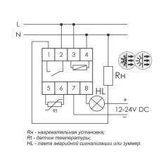 Регулятор температуры RT-820M от -30 до +140 град.C, 16А 24-264В DC/30-264В AC 1Z IP20 микропроцессорный, многофункц., цифровая 