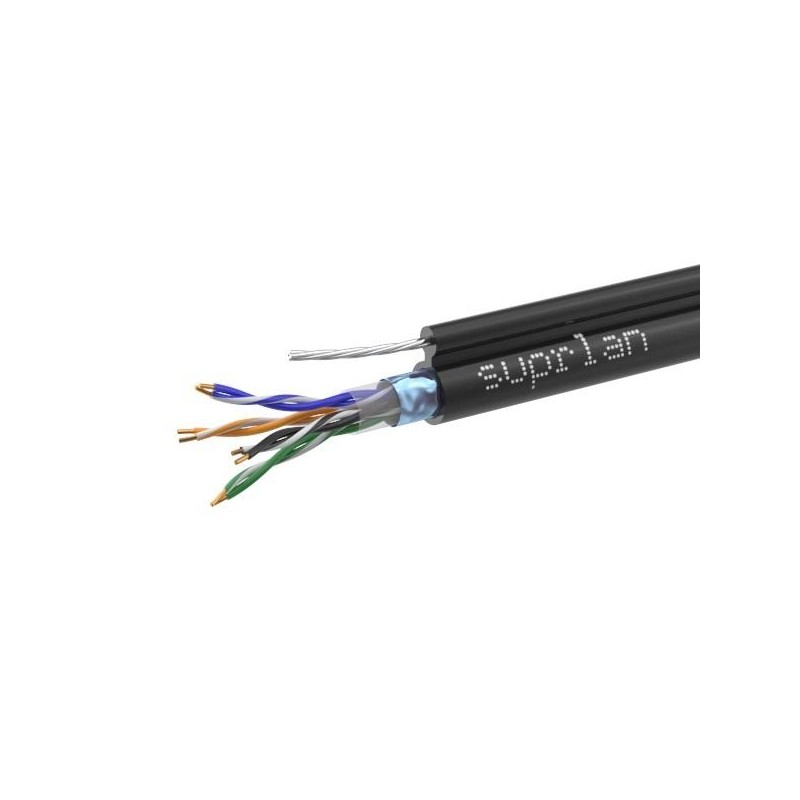 Кабель витая пара F/UTP кат.5E 4х2х24AWG solid Cu PE Outdoor Standard трос черн. (м) SUPRLAN 01-1026-1