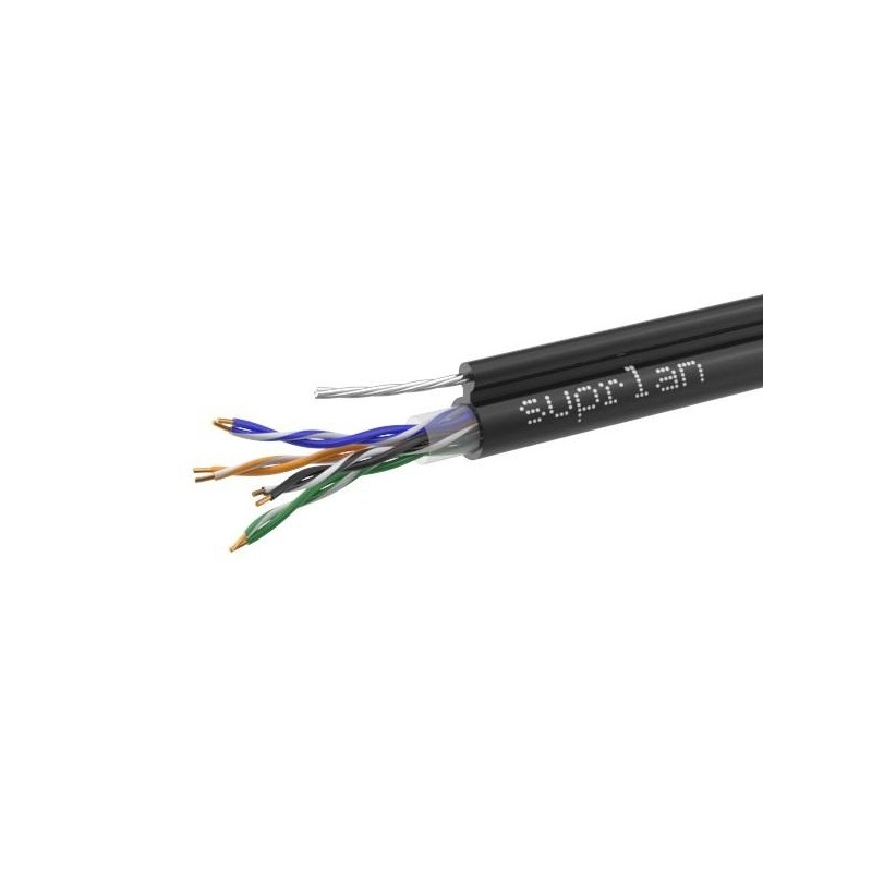 Кабель витая пара U/UTP кат.5E 4х2х24AWG solid Cu PE Outdoor Standard трос черн. (м) SUPRLAN 01-0322-1