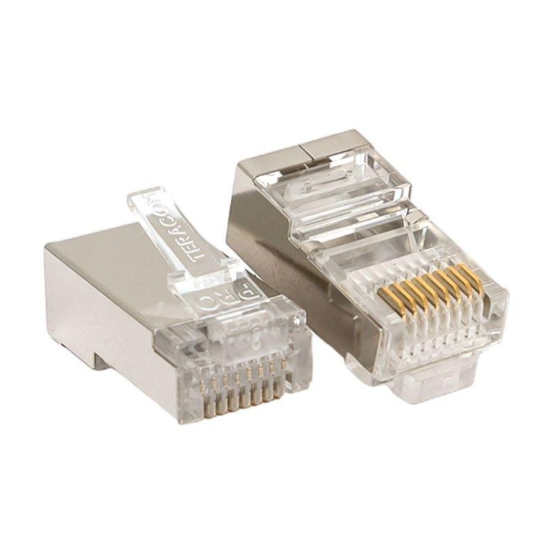 Коннектор RJ45 (8P8C) кат.5E экранир. 30мкд универс. (уп.20шт) TERACOM PRO EKF TRP-PLUG-5EFTP-20