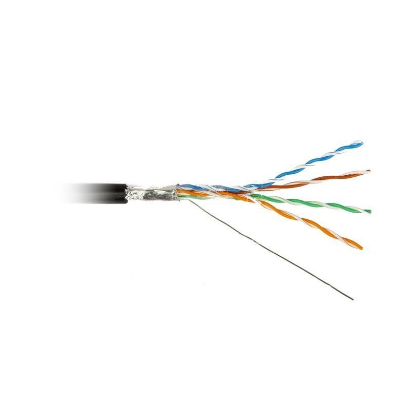 Кабель витая пара F/UTP кат.5E 4х2х24AWG solid PE Outdoor FUTP4-C5E-S24-OUT-PE-BK-500 черн. (м) Hyperline 49110