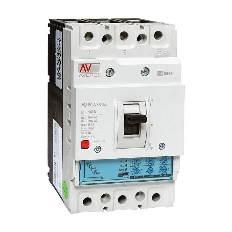 Выключатель автоматический 3п 100А 50кА AV POWER-1/3 ETU2.0 AVERES EKF mccb-13-100-2.0-av