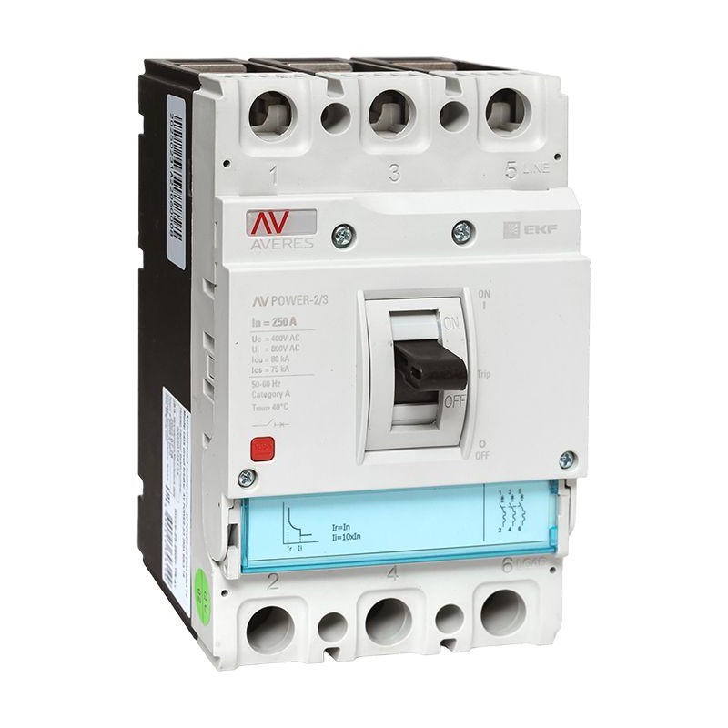 Выключатель автоматический 3п 250А 50кА AV POWER-2/3 ETU2.0 AVERES EKF mccb-23-250-2.0-av