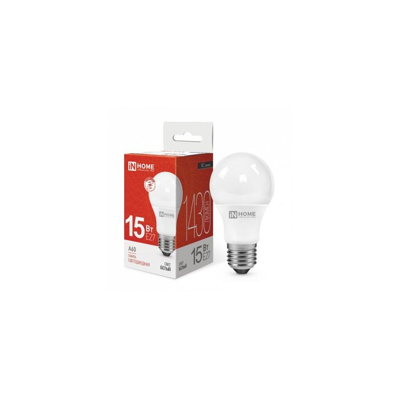 Лампа светодиодная LED-A60-VC 15Вт грушевидная 4000К нейтр. бел. E27 1430лм 230В IN HOME 46906120202