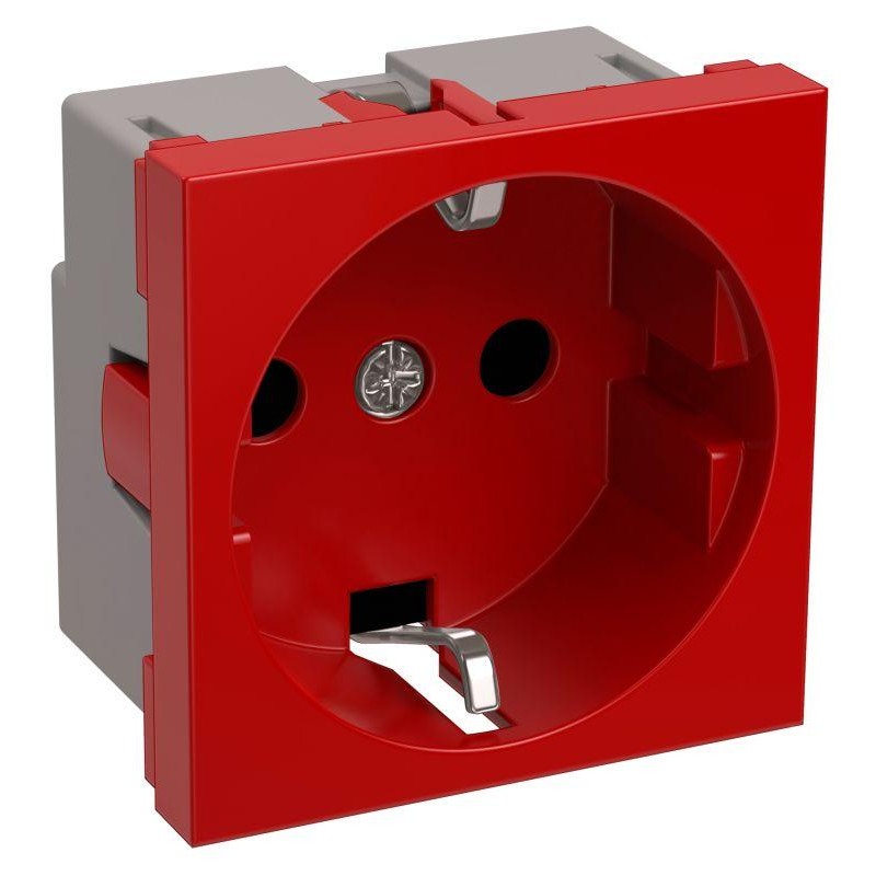 Розетка 1-м 2мод. Праймер РКС-20-32-П-К 45х45 с заземл. красн. IEK CKK-40D-RSZK2-K04-K