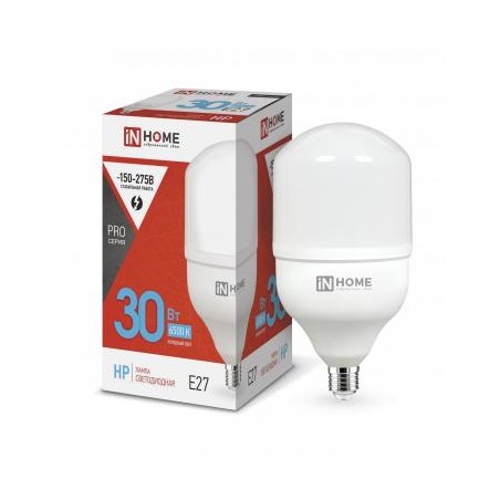 Лампа светодиодная высокомощная LED-HP-PRO 30Вт цилиндр 6500К холод. бел. E27 2850лм 230В IN HOME 4690612031088