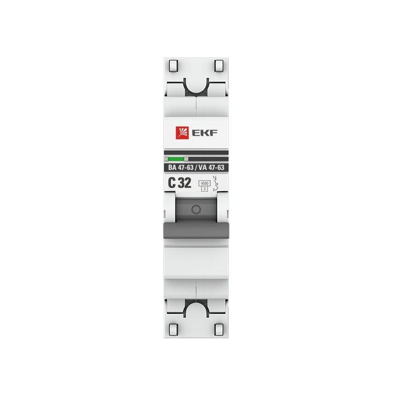 Выключатель автоматический модульный 1п C 32А 4.5кА ВА 47-63 PROxima EKF mcb4763-1-32C-pro