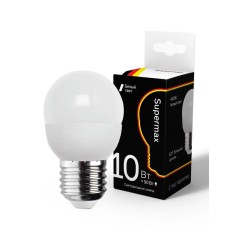 Лампа светодиодная Supermax 10Вт шар 45мм E27 230В 4000К КОСМОС Sup_LED10WGL45E2740