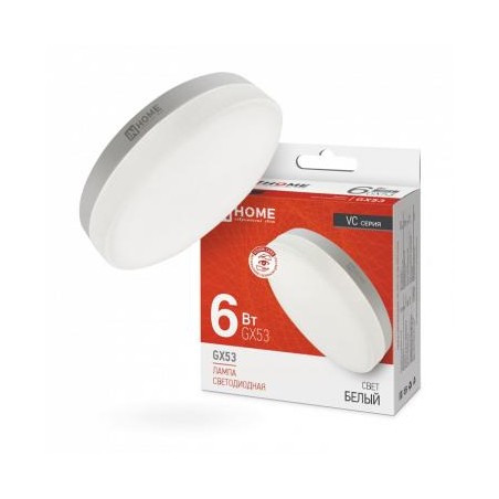 Лампа светодиодная LED-GX53-VC 6Вт таблетка 4000К нейтр. бел. GX53 570лм 230В IN HOME 4690612030791