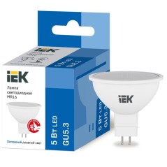 Лампа светодиодная ECO MR16 софит 5Вт 230В 6500К GU5.3 IEK LLE-MR16-5-230-65-GU5