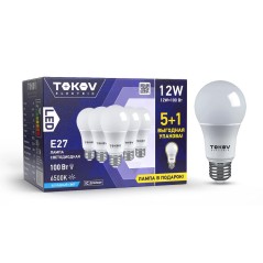 Набор ПРОМО лампа светодиодная 12Вт А60 6500К Е27 176-264В (Promo 5+1 шт) TOKOV ELECTRIC Promo-A60-E27-12-6.5K