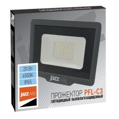 Прожектор светодиодный PFL-C3 20Вт 6500К IP65 ДО закален. прозр. стекло JazzWay 5023543A