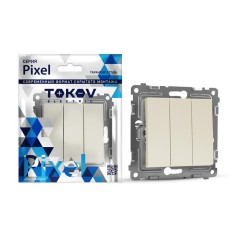 Выключатель 3-кл. СП Pixel 10А IP20 механизм беж. TOKOV ELECTRIC TKE-PX-V3-C02