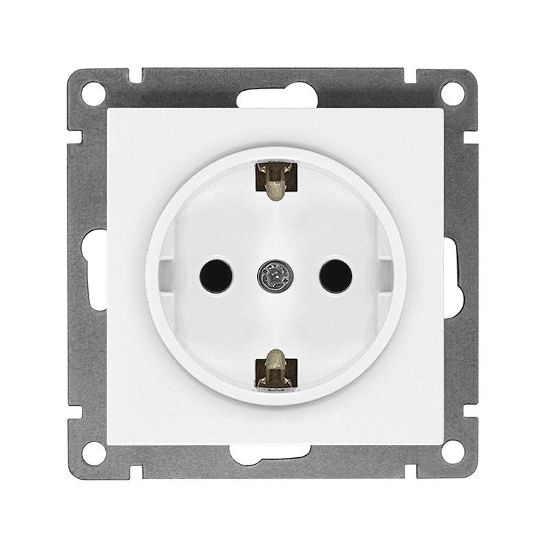 Розетка 1-м СП Афина 16А IP20 с заземл. механизм бел. Universal A0028