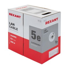 Кабель витая пара U/UTP кат.5E 2х2х24AWG solid CU PVC сер. (м) Rexant 01-0023