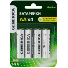 Элемент питания алкалиновый AA/LR6 Alkaline (блист.4шт) GENERICA ABT-LR06-ST-L04-G