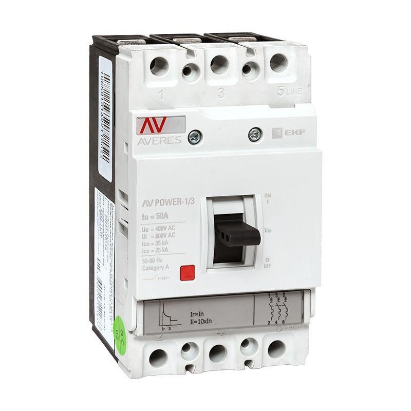 Выключатель автоматический 3п 50А 35кА AV POWER-1/3 TR AVERES EKF mccb-13-50-TR-av