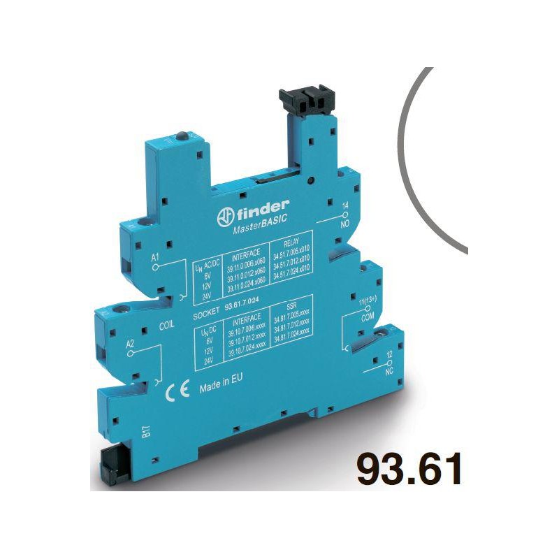 Розетка MasterBASIC с винт. клеммами (с зажимной клетью) для реле 34 серии 24В DC в комплекте пластик. клипса опции: LED FINDER 