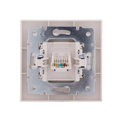 Розетка компьютерная 1-м СП Rain RJ45 жемчуж./бел. перламутр. LEZARD 703-3030-139