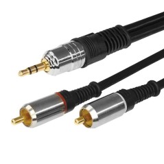 Шнур 3.5 Stereo Plug - 2RCA Plug 3м (GOLD) металл Rexant 17-4224