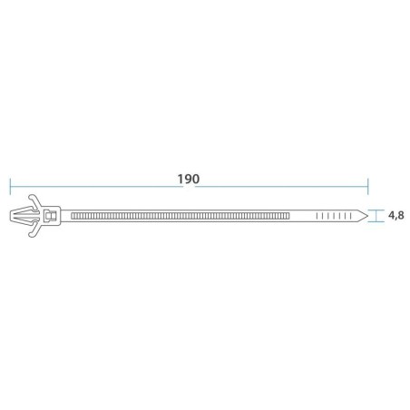 Хомут кабельный 4.8х190 с крепеж. пистоном нейл. бел. (уп.100шт) Rexant 07-0197